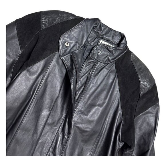 STUNNING Vintage 90s G-III 100% GENUINE LEATHER Retro Trench Coat Womens Small - Picture 4 of 6